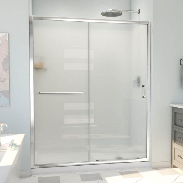 DreamLine Infinity-Z 36"D x 60"W x 78.75"H Sliding Shower Door with Base & Wall Kit, Chrome