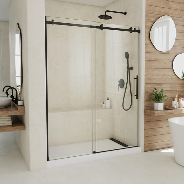 DreamLine Seneca SD64607610VXX09 56-60" W x 76" H Frameless Sliding Shower Door Matte Black