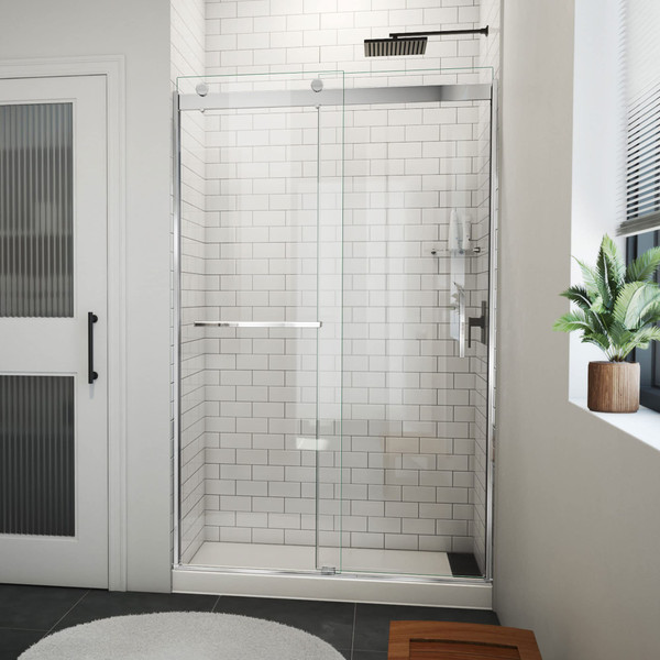 DreamLine Sapphire-V 44-48 in. W x 76 in. H Bypass Shower Door Chrome Clear Glass