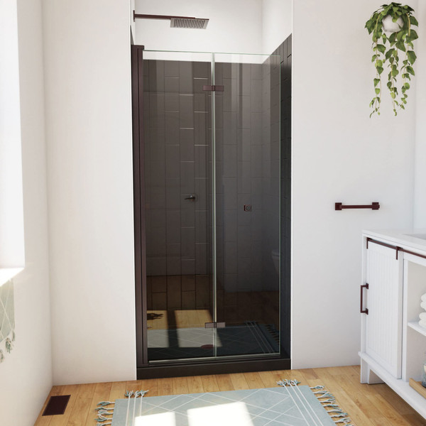 DreamLine Aqua-Q Fold 36x36x76.75 Frameless Bi-Fold Shower Door Oil Rubbed Bronze