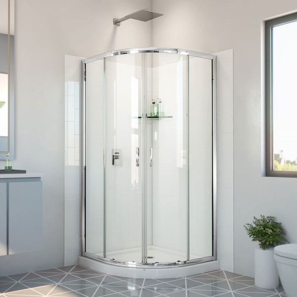 DreamLine Prime 38x38 Shower Enclosure Kit with Base and White Wall in Chrome