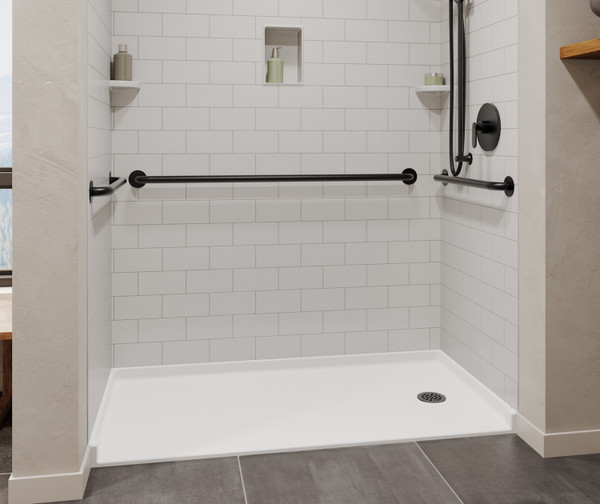 Swanstone SBF-3060LM/RM 30 x 60 Alcove Shower Pan with Right Hand Drain, Mountain Mist