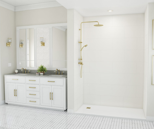 Swanstone Traditional Subway Tile Glue-Up Shower Wall Kit 36 x 62 x 96 White