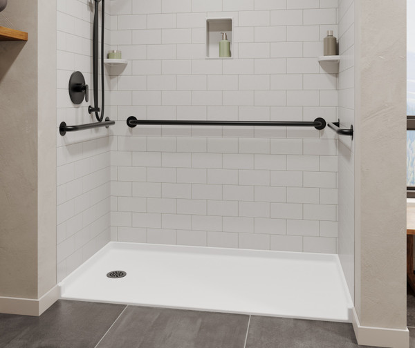 Swanstone SBF-3060LM/RM 30 x 60 Alcove Shower Pan Left Hand Drain Mountain Mist