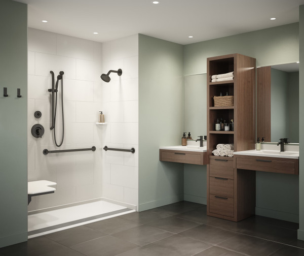 Swanstone Traditional Subway Tile Glue-Up Shower Wall Kit 36x62x84 Coastal Sands