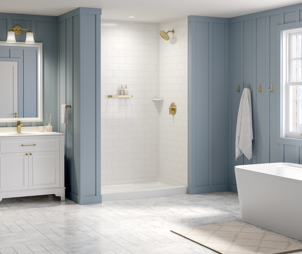 Swanstone Metro Subway Tile Glue-Up Shower Wall Kit 36×50×96 Coastal Sands