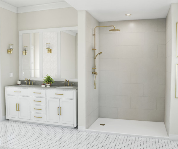 Swanstone Traditional Subway Tile Glue-Up Shower Wall Kit 42x62x96 Birch