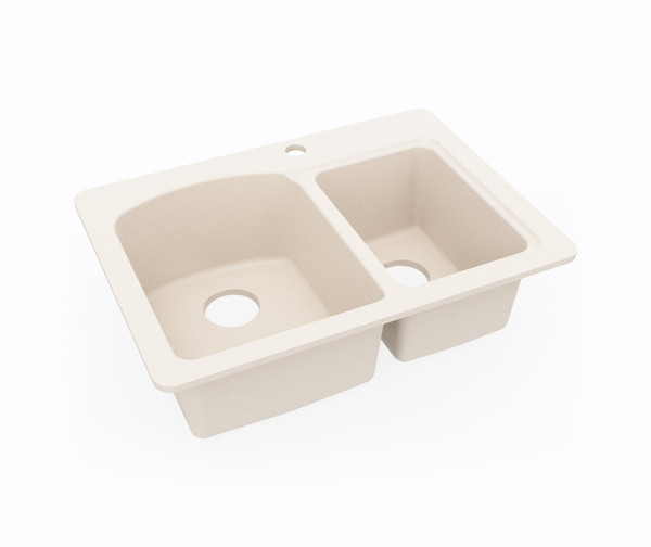 Swanstone KSDB-2518 18 x 25 Dual Mount Double Bowl Sink Tahiti White