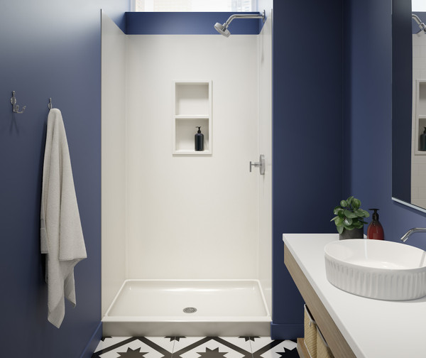 Swanstone SK-363696 36 x 36 x 96 Smooth Glue-Up Shower Wall Kit, Coastal Sands