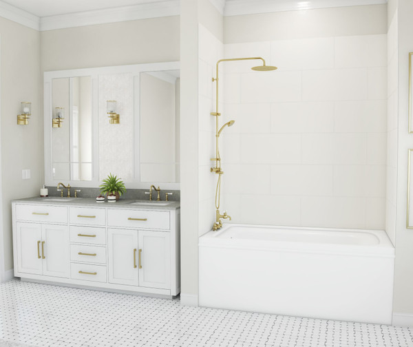 Swanstone Traditional Subway Tile Glue-Up Tub Wall Kit 32 x 62 x 72 White