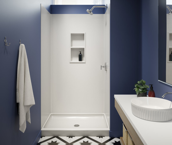 Swanstone SK-364896 36 x 48 x 96 Smooth Glue-Up Shower Wall Kit, Mountain Mist