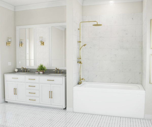 Swanstone Traditional Subway Tile Glue-Up Tub Wall Kit 30x62x72 Carrara