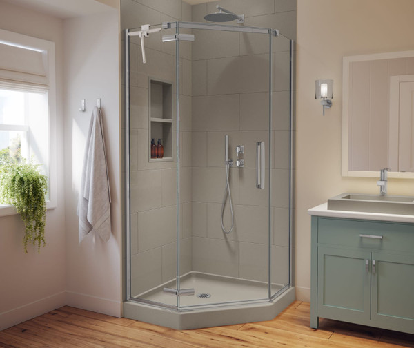 Swanstone Traditional Subway Tile Glue-Up Bathtub & Shower Single Wall Panel 50" x 96" Limestone