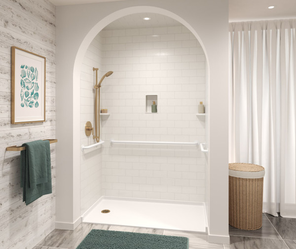 Swanstone Metro Subway Tile Glue-Up Tub Wall Kit 32x62x72 Coastal Sands