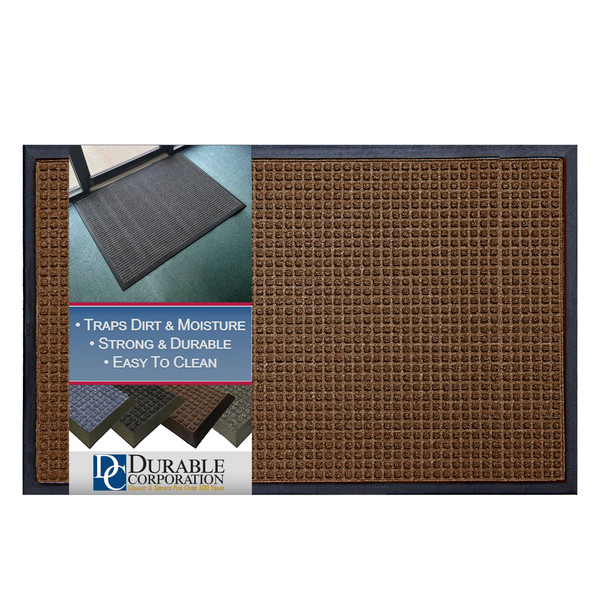Durable 630S35BN Stop-N-Dry Entrance Mat, 3 Feet By 5 Feet By .5 Inch Thick, Brown
