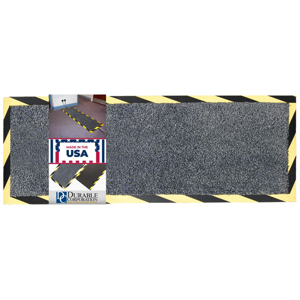 860SC1647CH Cable Safe Carpet Mat, 16 Inches By 47 Inches By .5 Inches Thick, Charcoal w/ Yellow Stripes