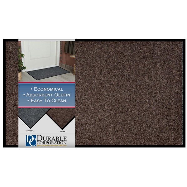 654S23BN Durable Wipe-N-Walk Entrance Mat, 2 Feet By 3 Feet By .375 Inch Thick, Brown