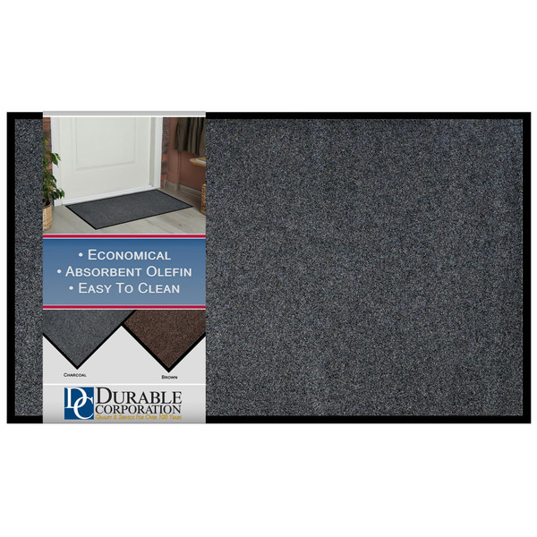 654S23CH Wipe-N-Walk Entrance Mat, 2 Feet By 3 Feet By .375 Inch Thick, Charcoal
