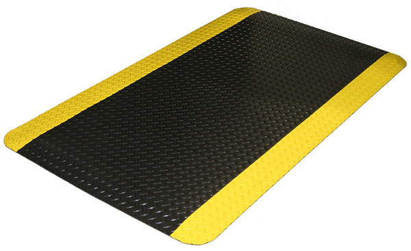 442SHD23BKY Heavy Duty Diamond-Dek Sponge Anti-Fatigue Mat, 2 Feet By 3 Feet By .875" Thick, Black W/Yellow Border
