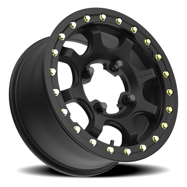 Vision 4x136mm Satin Black Wheel with Satin Black Ring