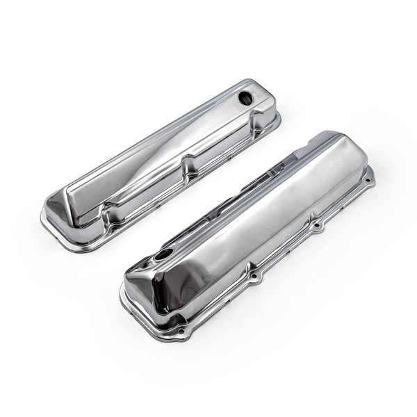 Speedmaster Ford 429 460 Chrome Steel Valve Covers 3 1/2" Tall Baffled Hole PCE314.1045