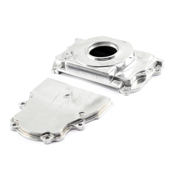 Speedmaster Chevy GM GEN III LS1 LS6 Polished Front 2pc Timing Cover without Cam Sensor Port PCE265.1036