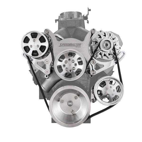 Speedmaster Chevy SBC 350 Aluminum Serpentine Belt Drive System Kit Polished 1-673-001-02