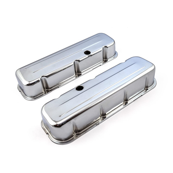 Speedmaster Chevy BBC 454 Chrome Steel Valve Covers Tall Baffled Hole PCE314.1004.02