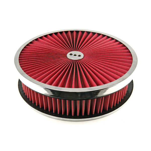 Speedmaster 14" x 3" Washable Element Extreme Top w/Chrome Ring Flat Base Air Cleaner Kit PCE104.1030.06