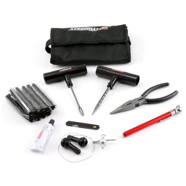 Speedmaster 31pc Tire Puncture Repair Kit for Motorcycle, Car & Truck with Roll-Up Case