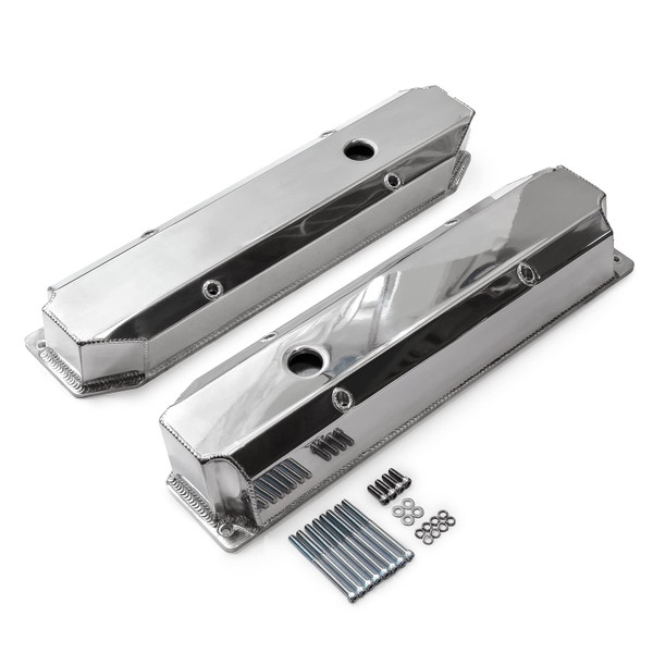 Speedmaster Mopar Chrysler BB 383 440 Polished Fabricated Valve Covers Tall with Hole PCE314.1128.02