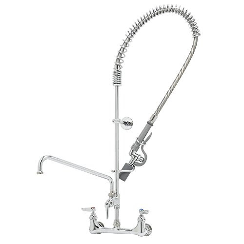 T&S Brass TB0133ADF12BJ Easy Install Pre-Rinse Unit includes 8" Wall Mount, 12" Add-On Faucet, B-0107-J, Wall Bracket