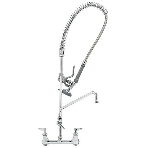 T&S Brass TB0133ADF16B Easy Install Pre-Rinse Unit includes 8" Wall Mount, Add-On Faucet, 16" Swing Nozzle, Wall Bracket