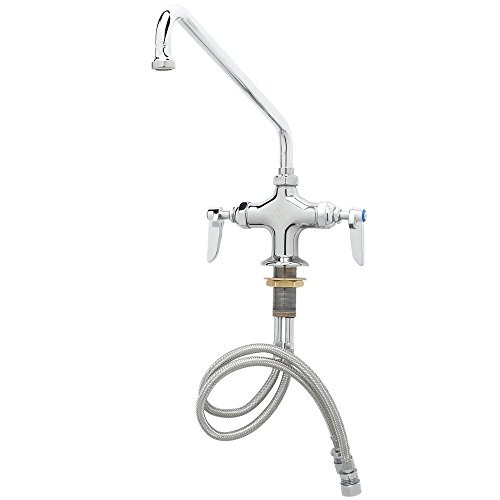 T&S Brass TB020102 Double Pantry Faucet, Single Hole Base, 12" Swing Nozzle, 7 5/8" Extension