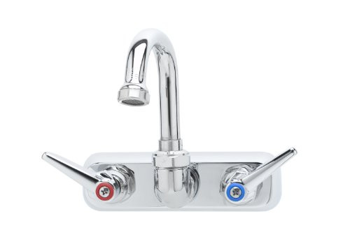 T&S Brass TB114601 Workboard Faucet, Wall Mount, 4-Inch Centers, 131X Swivel Gooseneck, Lever Handles