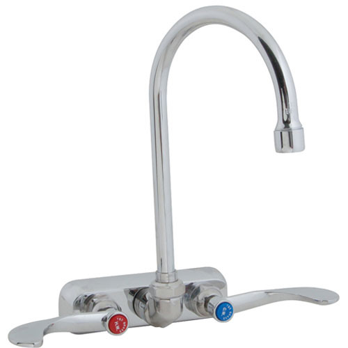 T&S Brass TB114604 Wall Mount Workboard Faucet with 4-Inch Centers, Swivel Gooseneck and 4-Inch Wrist Action Handles