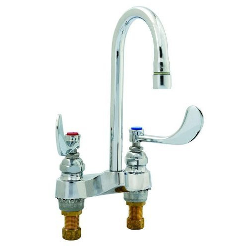 T&S Brass TB089201QT Centerset Faucet, Swivel Gooseneck, 1/4" Turn Cart, 2.2 GPM Laminar Device, 4"