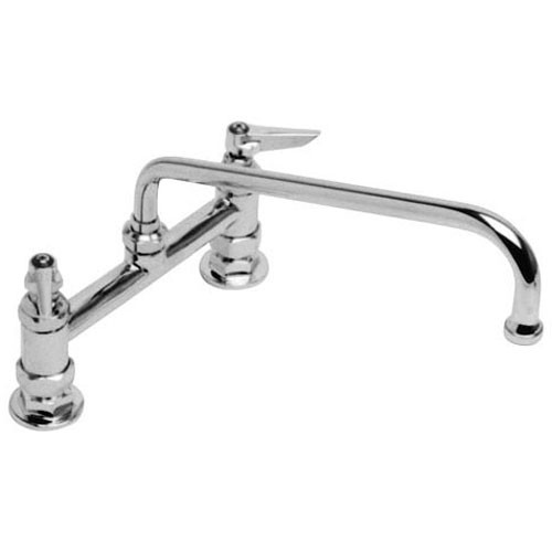 T&S Brass TB0221 Double Pantry Faucet, Deck Mount, 8 Centers, 12 Swing Nozzle (062X), Lever Handles