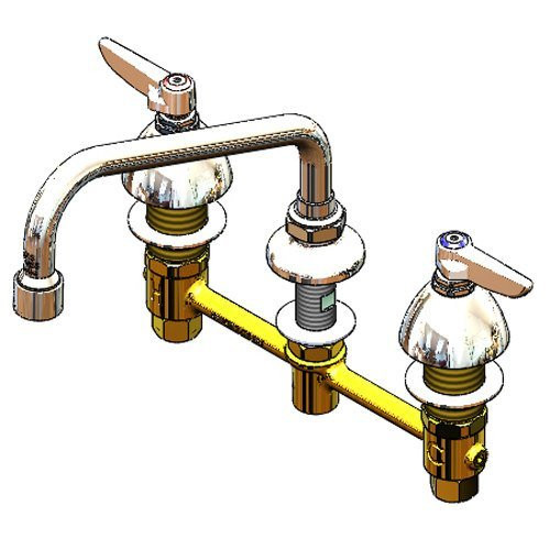 T&S Brass TB2855WS Lav Faucet, Concealed Body, 8" Centers, Compression Cartridges, Lever Handles, 9" Swing Nozzle, 1.5 GPM
