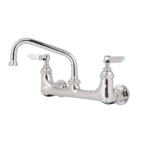 T&S Brass TSBB2414 Double Pantry Faucet, Wall Mount, 8" Centers, 8" Swing Nozzle, Eternas with Lever Handles