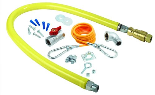 T&S Brass THG4D48K Gas Hose W/Quick Disconnect, 3/4 Npt, 48 Long, Includes Installation Kit