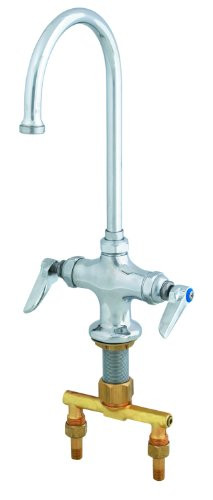 T&S Brass TB0301 Double Pantry Faucet, Single Hole Base, Swivel Gooseneck (133X), Eterna Cartridges
