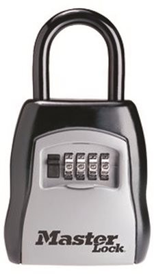 MASTERLOCK U008965 - Locking Combination 5 Key Steel Box 3 1/2W X 1 5/8D X 4H Black/Silver "Product Category: Breakroom And Janitorial/Building Safety & Security Products".