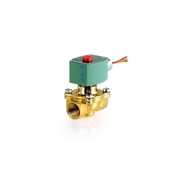ASCO 77086 -120/60,110/50 Brass Body Pilot Operated General Service Solenoid Valve, 1-1/2" Pipe Size, 2-Way Normally Closed, Nitrile Butylene Sealing, 1-1/4" Orifice, 22.5 Cv Flow, 120V/60 Hz, 110V/