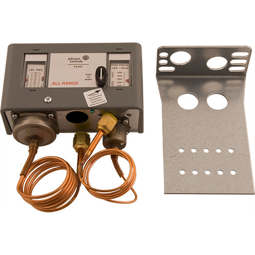 Johnson Controls 8546 Micro-Set Control for Non-Corrosive Refrigerants, Single-Pole, Single-Throw, 100 to 500 psi High Pressure Side, Low Cut-Out, 36" Capillary, 1/4" Flare Nut
