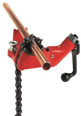 RIDGE 813065 Ridge BC210A Top Screw Bench Chain Vise, 1/8-inch to 2-1/2-inch Bench Vise with Built-In Crank Handle