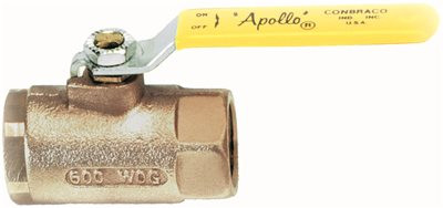 APOLLO VALVES 290073 Apollo 70LF-100 Series Bronze Ball Valve, Potable Water Service, Two Piece, Inline, Lever, 3/4" NPT Female