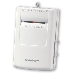BRAEBURN 111751 24V/MILLIVOLT SINGLE STAGE MECHANICAL MERCURY FREE THERMOSTAT 1H-1C FOR CONVENTIONAL OR HEAT PUMP SYSTEMS 50-90F.