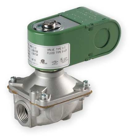 ASCO 68646 Aluminum Body Low Pressure Direct Acting Fuel Gas Shutoff Valve, 1" Pipe Size, 2-Way Normally Closed, Nitrile Butylene Sealing, 1" Orifice, 14 Cv Flow, 120V/60 Hz, 110V/50 Hz