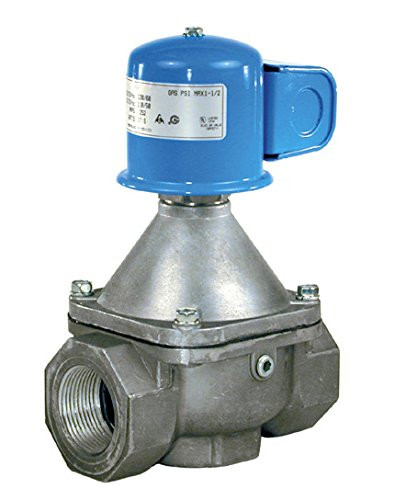 ASCO 68673 Aluminum Body Medium Pressure Direct Acting Fuel Gas Shutoff Valve, 1-1/2" Pipe Size, 2-Way Normally Closed, Nitrile Butylene Sealing, 1.25" Orifice, 20 Cv Flow, 120V/60 Hz, 110V/50 Hz